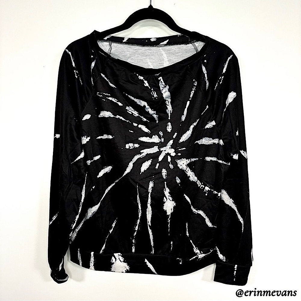 Tie Dye Top Off Shoulder Black White Small New Clearance